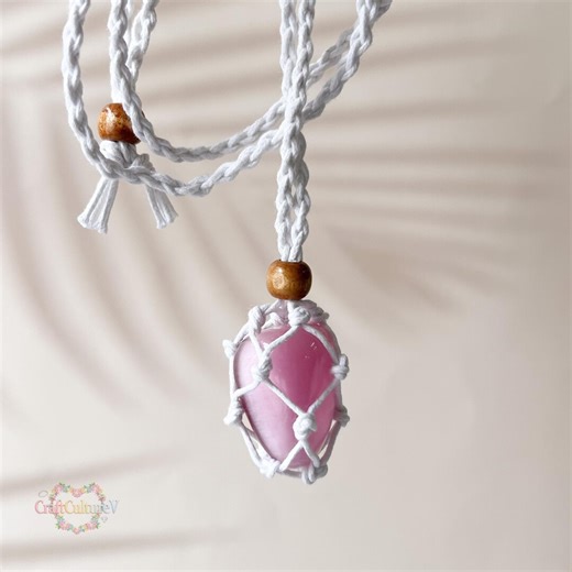 Crystal Holder Necklace, Adjustable Macrame Cord Pouch, Random Crystal Stone, Healing Crystal Gift for Crystal Lover/ Mom/ Dad/ Sister - Etsy