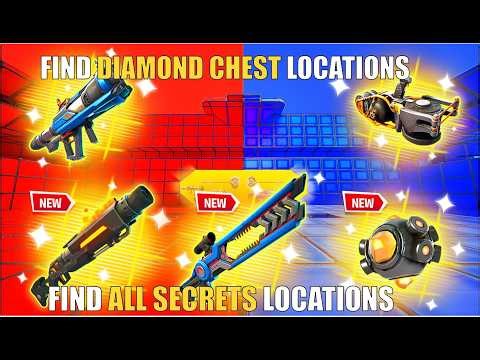 SUPER RED VS BLUE TYPICAL GAMER MAP FORTNITE - ALL SECRETS LOCATIONS PART 26 (DIAMOND CHEST)