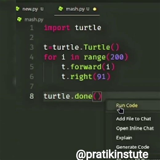 Python into a digital masterpiece Today I'm Turtle to build an infinite rainbow spiral shifting.