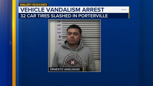 Porterville man arrested after slashing the tires on 32 cars, police say