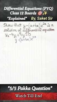 Differential Equations PYQ-"Solved" |Class 12 |Important | By, Saket Sir #shorts #shortsfeed #maths