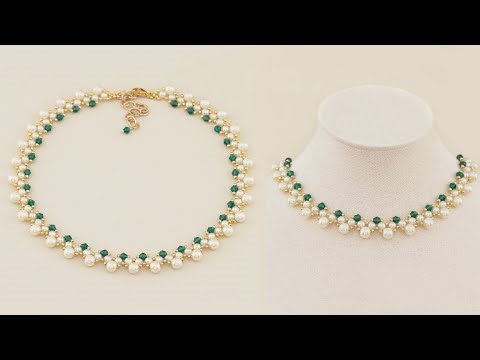 Cyan Crystal Pearl Necklace Tutorial | Easy Beaded Jewelry for Beginners!