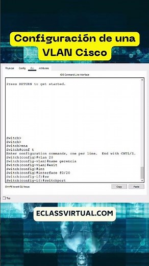 Como configurar un VLAN en Cisco Packet Tracer en eclassvirtual.com #ccna #cisco #packettracer