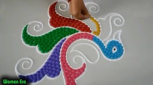 135K views · 2.3K shares | Beautiful and Simple Kolam Art - Colour Rangoli - Floor Art | Women Era | Facebook