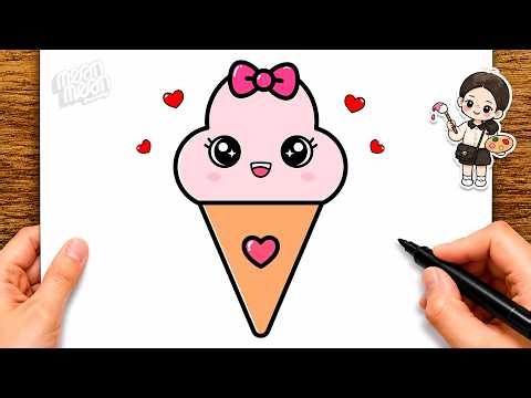 How to Draw a Cute Ice Cream Cone | Easy Kawaii Drawing for Kids and Toddlers!