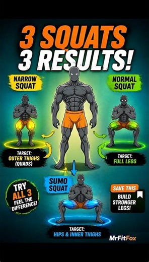 3 Squats = 3 Results 🔥 Build Legs Faster | MrFitFox | Leg Fat Burn #shorts #fitness #squats