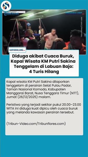 KM Putri Sakina Tenggelam! Tim SAR Gabungan Sisir Perairan Labuan Bajo Cari 4 Wisatawan