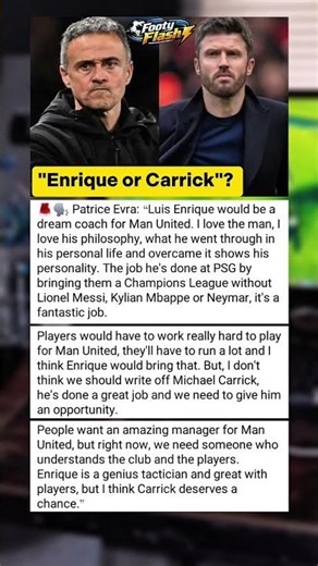 Patrice Evra's Dream Coach for Manchester United! #football #manutd #patriceevra #carrick #enrique