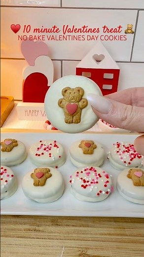 4 ingredient no bake valentines cookies you won’t stop eating 🧸♥️💌 #nobake #valentinesdaydessert