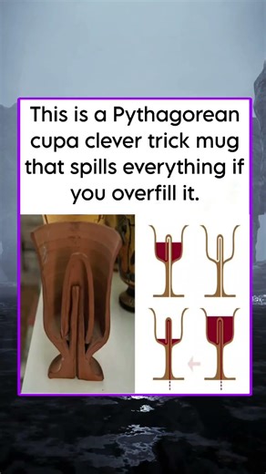 This is a Pythagorean cupa clever trick mug that spills everything if you overfill it