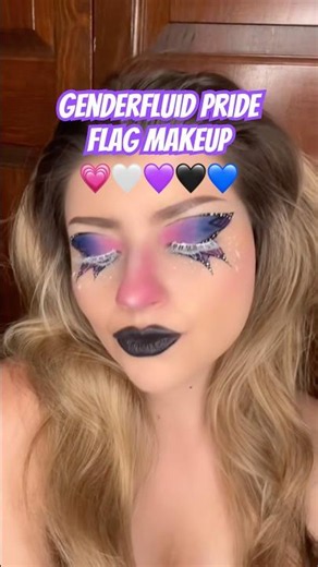 Genderfluid pride flag makeup, 2022 💗🤍💜🖤💙
