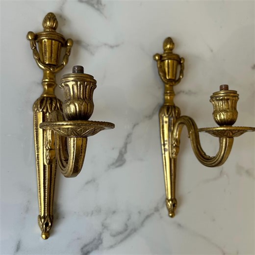 Vintage French Cast Bronze Sconces – Ornate Pair, Ready to Rewire - Etsy
