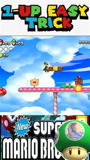 1-Up Trick! N 10 🍄🔥 New Super Mario Bros U - #shorts #games #supermario