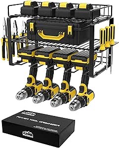Amazon.com: WellMall Power Tool Organizer Holder - Wall Mount Style for Power Tool Drill as Heavy Duty Tool Shelf & Tool Rack with Compact Packed with Color Box, Great Gift for Man : Tools & Home Improvement