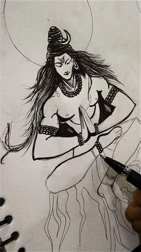 🕉️ Small drawing, powerful energy.Shiv Ji in pen. ✍️✨ #love #mustseeart #paintingtechniques ..