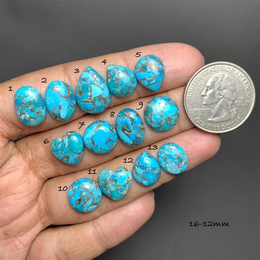Copper Mohave Turquoise Cabochon, Natural Kingman Compressed Turquoise Gemstone, Jewelry Making (16-12mm) #D2708 - Etsy