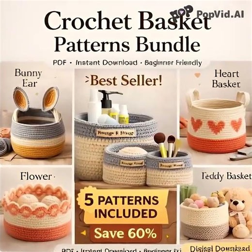 DIY Crochet Basket Tutorial | Beginner Crochet Project #crochet #pattern