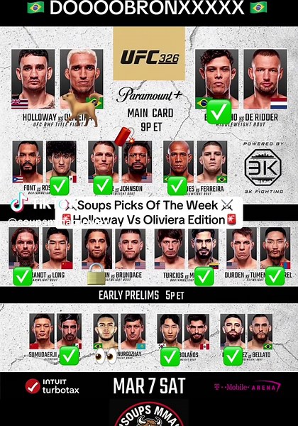 ⚔️Soups Picks Of The Week⚔️ 🚨Holloway Vs Oliviera Edition🚨 - EMOJI CHEAT SHEET 🔒 Soup’s Lock of the Night Most confident pick. Safest stylistic edge. 👀 Soup’s Fighter to Watch Breakout potential / rising contender / statement spot. 🐕 Soup’s UnderDAWG of the Week. Live dog. Real upset path. Value play. 🧨 Soups BANGER of the week - fight I think will be fireworks from start to finish - #UFC326 #MaxHolloway #CharlesOliviera #SoupsMMAPreview #UFC