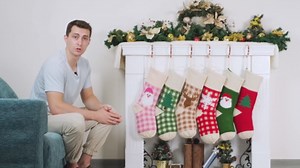 GEX New Personalized Knitted Christmas Stockings 5 Pack Custom Name for Family 20" Large Embroidery Classic Plush Pattern Plaid Christmas Stockings Fireplace Decorations Hanging Ornament (5 Pack)
