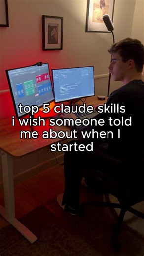 Top 5 Claude Skills I wish someone told me when I started. Most people just chat with Claude and call it a day. But there's a whole feature called Skills that completely changes what it can do for you. Here are the 5 I'd set up first if I was starting over. Document Skills let Claude build your spreadsheets, slide decks, Word docs, and PDFs for you. Real files. Not just text you have to copy and paste somewhere else. Web Artifacts Builder lets Claude build working interactive web pages right in 