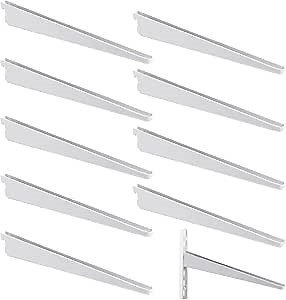 10 Pack Adjustable Shelf Brackets for Double Track System Closet Organization Heavy Duty Wire Shelf Brackets (White,7 Inches)