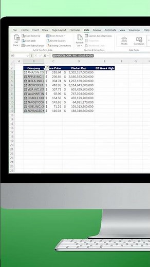 Track Stocks Automatically in Excel