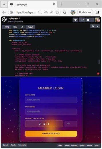 Login Page Design Using HTML CSS three js gsap | Web Development #shorts #webdesign #javascript