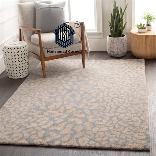 Modern Blue Area Rug, Abstract Pattern Rug, Minimalist Living Room Rug, Contemporary Bedroom Carpet, Neutral Home Decor Rug, - Etsy