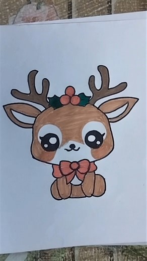 Drawing and Colouring Cute Reindeer | Merry Christmas 🎄 #shorts #drawing #viral #reindeer #christmas