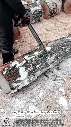 Log Cutting Work Tool Using Gasoline Chainsaw #worktool