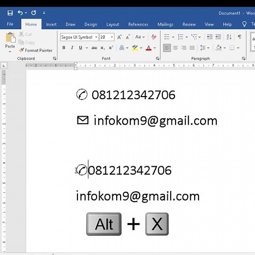 460 quick ways to create telephone and email symbols in Microsoft Word