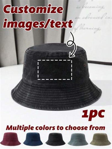 1pc Customizable Double-Sided Logo Bucket Hat, Made Of 100% Polyester Fiber, Lightweight And Durable, Featuring Fine Printing Craftsmanship. This Breathable Sports Cap Suits Both Men And Women, Soft And Comfortable, Ideal For Outdoor Activities And Daily Wear. Fashionable Design, Suitable For All Seasons, Making It A Perfect Gift Choice For Valentine's Day, Thanksgiving, And New Year. | SHEIN