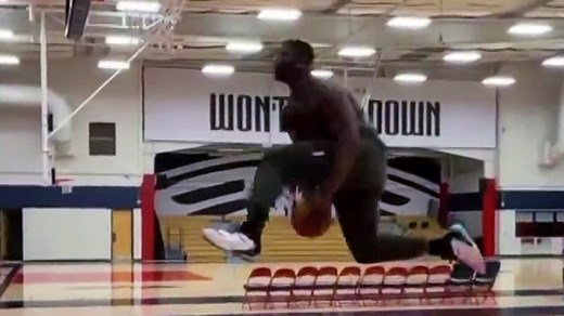 Zion Williamson looking spry with showtime dunk during workout