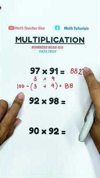 Multiplication of Numbers near 100 #mathteachergon #maths #tricks