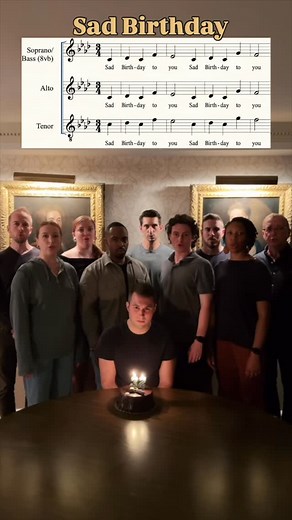 Brandon Lambert on Instagram: "Sad Birthday with the vocal arrangement written out  I’ve been asked for the sheet music, so I wrote it out and slapped it on the video. Now you can sing it at your own sad party. Hope your friends can harmonize through the tears. If you film it, tag me! I’d love to see the sorrow 沈 #birthday #sadbirthday #comedysong"