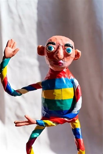 A strange man is dancing in a weird way