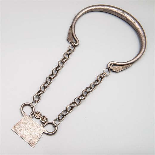 Hmong Silver Torque Necklace With Padlock Pendant - Etsy