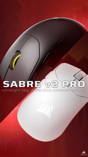 The CORSAIR SABRE v2 PRO Ultralight 36g Wireless Gaming Mouse. Perform like the pros with your new edge in speed along with 8,000Hz hyper-polling for lightning-fast responsiveness. | CORSAIR