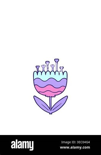 stretching up animation of cartoon patterned flower Stock Video Footage - Alamy