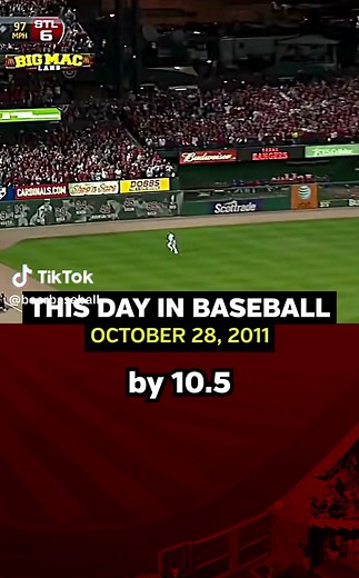 October 28, 2011 – After being down by 10.5 games on August 25 for the National League Central Division lead, the St. Louis Cardinals beat the Texas Rangers at Busch Stadium, 6-2, in Game 7 of the Fall Classic. Winning their eleventh World Championship in franchise history. In Game 6, the Redbirds had been down to their last strike in the ninth and the tenth innings but rallied to tie the score and eventually win the game on David Freese's leadoff, walk-off home run in the 11th. #CardinalsComeba