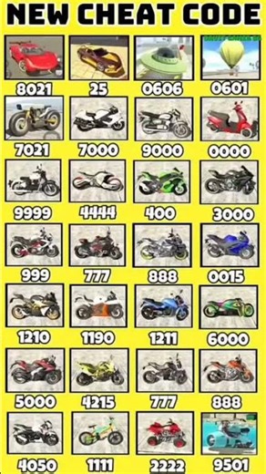 Indian bike driving 3D chet code list
