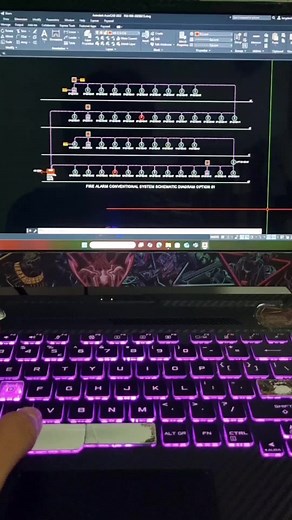 Conventional Fire alarm system Schematic diagram.#electricalengineering #electrician #MEP #autocad
