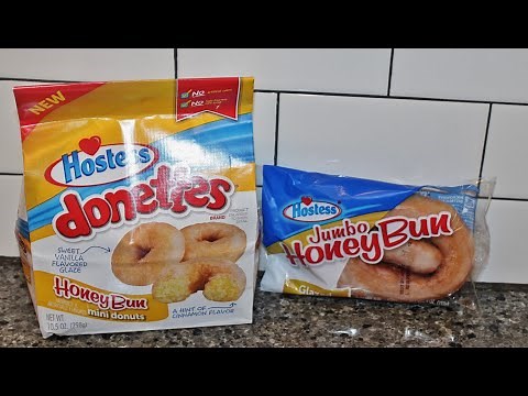 Hostess Donettes Honey Bun Mini Donuts & Hostess Jumbo Honey Bun Comparison & Review