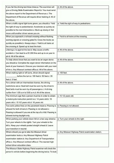 Missouri Permit Practice Test Flashcards video