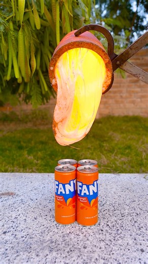 Lava ( Molten Glass ) vs Fanta 😱 #experiment #satisfying | RHCB Experiments