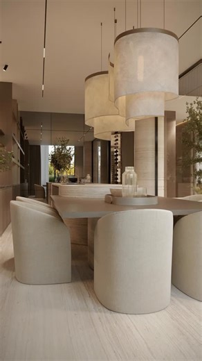 ELE Interior design on Instagram: "Every open kitchen we design tells a unique story—but this one is close to our heart. The travertine flows across the floors, island, and walls—turning the space into a piece of art. The wine cellar brings an elevated feeling that everyone loves. We create complete home interiors that look amazing and work perfectly. +971 50 439 4639 +971 50 477 3058 Let’s create yours. Contact us now."