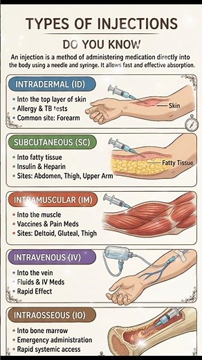 Types of Injections Explained 💉#medicalknowledge #sciencefacts