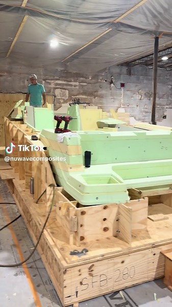 Rigid plywood substructures serve as the foundation for large-scale plug assembly, providing the necessary stability to accurately index and secure precision-machined tooling components. #NuWaveComposites #PlugBuilding #CompositeManufacturing #Tooling #MarineManufacturing