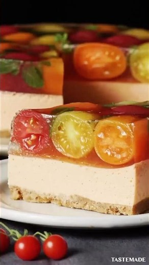 ケーキ切ったら野菜だったんだがww #shorts #sns映え #トマト #レアチーズケーキ #cake #ヘルシーレシピ