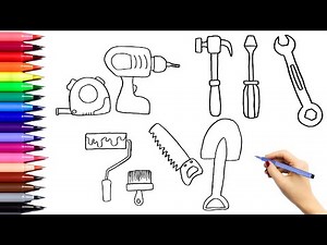 How To Draw Construction Tools | Learn To Draw Tools: Hammer, Screwdriver, Paint Brush | For #kids